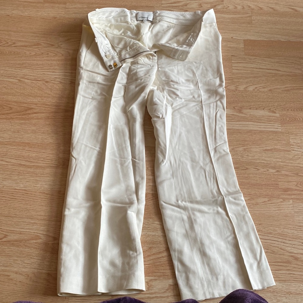 White professional work pants, long legs